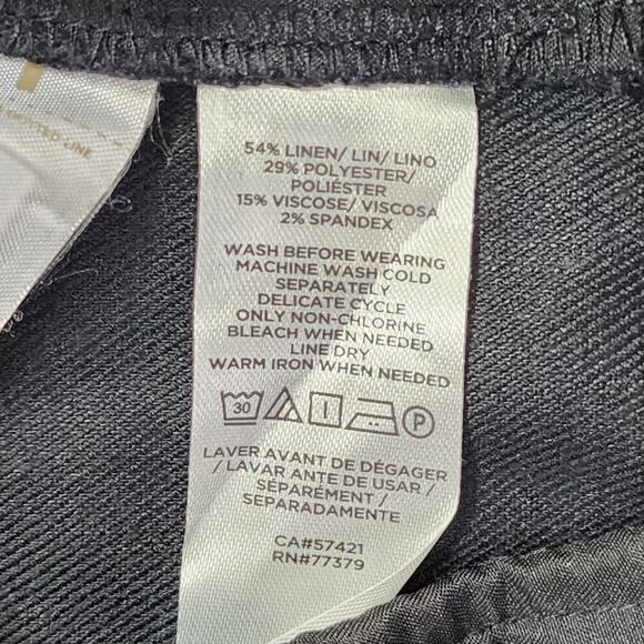 Ann Taylor Pants Women 4P PETITE Black Linen Blend High Rise Cuffed Ankle Preppy - Picture 4 of 10